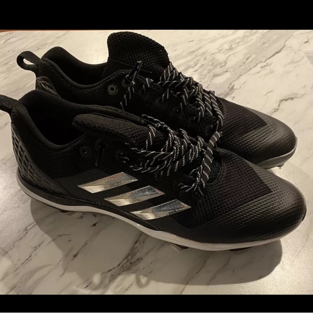 Adidas SPG 753001 Size 13 Baseball Cleats - Black/Silver NEW